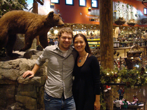 Darren and me at Bass Pro Shops, like Disneyland for hunting and fishing.
